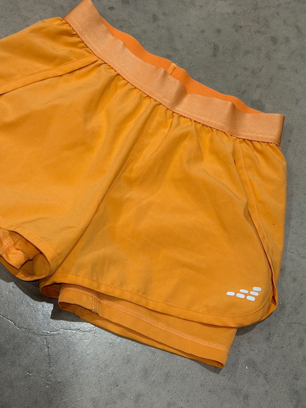 Girls Orange Athletic Shorts with Elastic Waistband